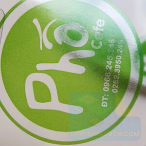 Decal tem trà sữa giấy cán màng